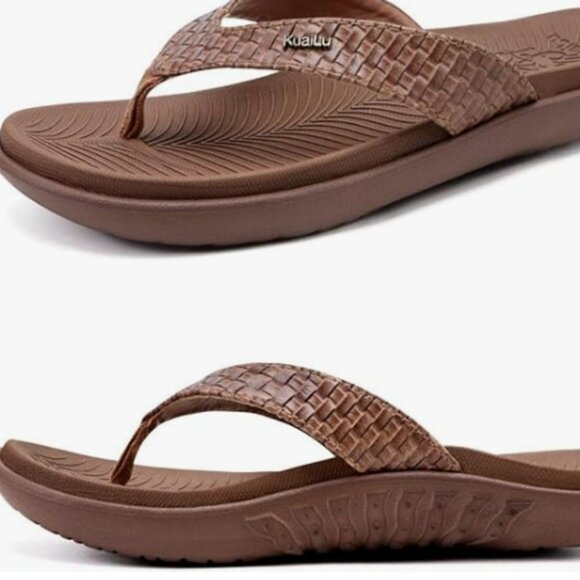 KuaiLu Womens Flip Flops Brown Yoga Mat Comfortable Walking Thong Sandal… - Picture 2 of 8